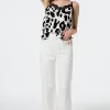 Women Scamp & Dude Ecru Cropped Wide Leg Jeans