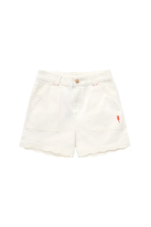 Women Scamp & Dude Ecru Scallop Denim Shorts