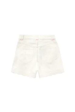 Women Scamp & Dude Ecru Scallop Denim Shorts