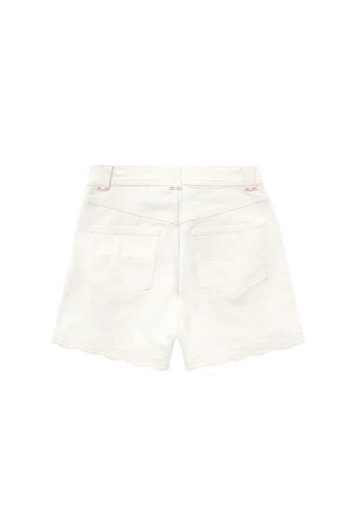 Women Scamp & Dude Ecru Scallop Denim Shorts