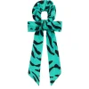 Women Scamp & Dude Green with Black Zebra Bow Scrunchie