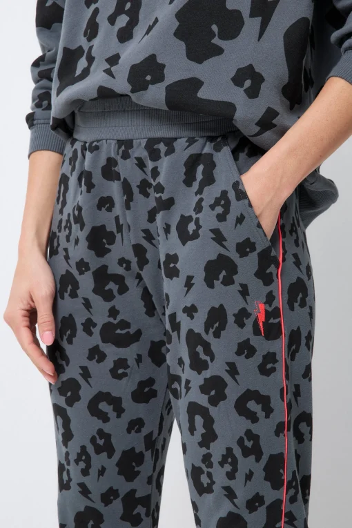 Women Scamp & Dude Grey Leopard Cosy Joggers