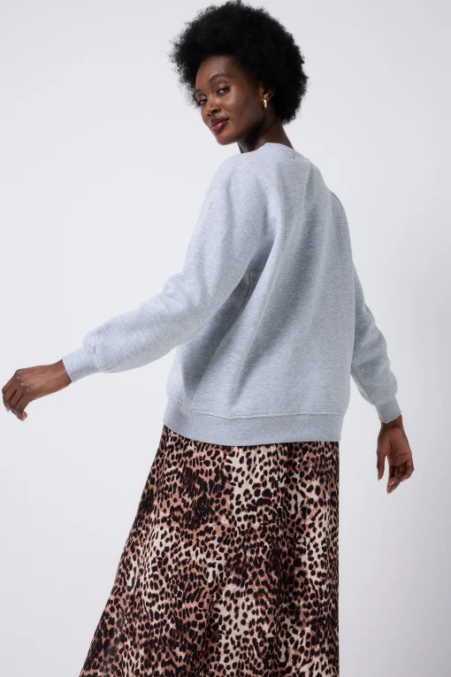 Women Scamp & Dude Grey Love Cheetah Oversized Sweatshirt
