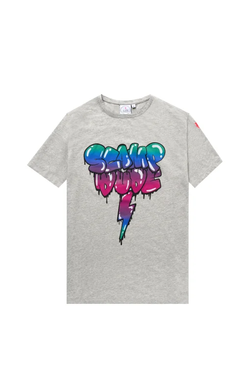 Women Scamp & Dude Grey Marl Bubble Graffiti Slogan T-Shirt