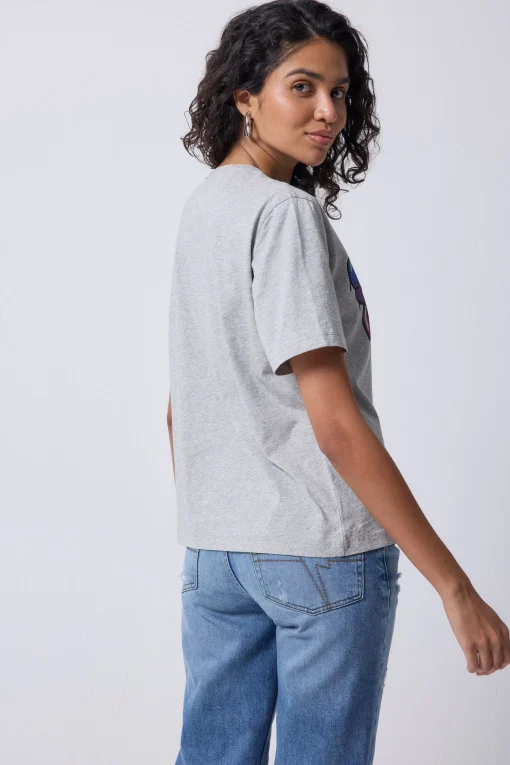 Women Scamp & Dude Grey Marl Bubble Graffiti Slogan T-Shirt