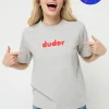 Women Scamp & Dude Grey Marl Duder Embroidery T-Shirt