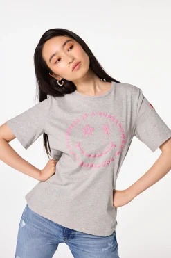 Women Scamp & Dude Grey Marl Smiley Face T-Shirt