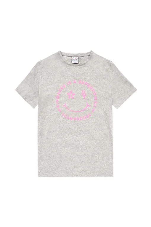 Women Scamp & Dude Grey Marl Smiley Face T-Shirt