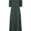 Women Scamp & Dude Grey with Black and Green Snow Leopard Maxi Dress
