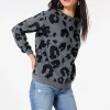 Women Scamp & Dude Grey with Black Mega Leopard Oversized Sweatshirt