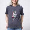 Women Scamp & Dude Grey with Multi Coloured Sequin and Foil Lightning Bolt T-Shirt