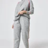 Women Scamp & Dude Grey with Peach and Pink Stripe Knitted Lounge Wear Joggers
