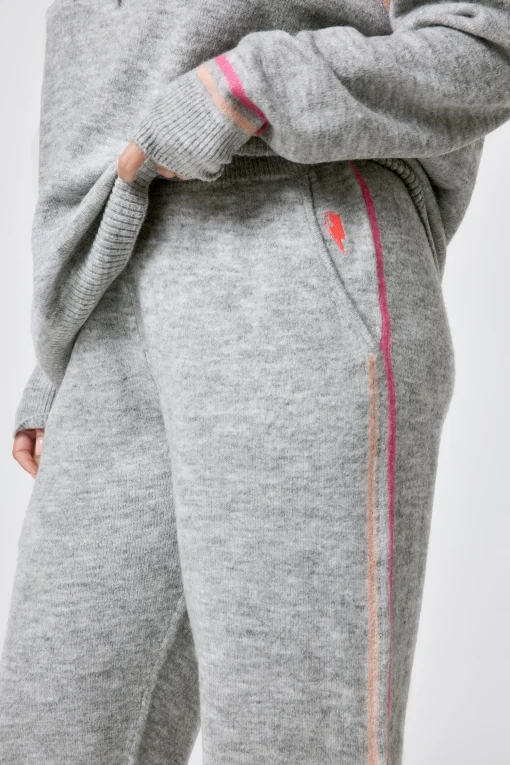 Women Scamp & Dude Grey with Peach and Pink Stripe Knitted Lounge Wear Joggers