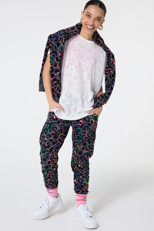 Women Scamp & Dude Grey with Rainbow Shadow Leopard and Lightning Bolt Cosy Joggers