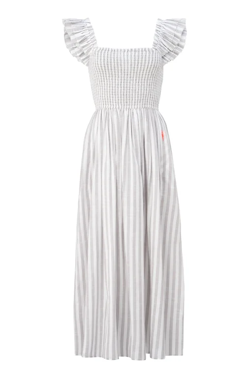 Women Scamp & Dude Grey with White Stripe Maxi Sundress