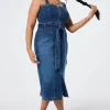 Women Scamp & Dude Indigo Wash Scallop Strappy Denim Sundress