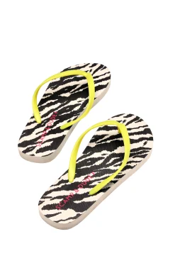Women Scamp & Dude Ivory with Black Shadow Tiger Flip Flops