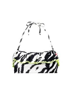 Women Scamp & Dude Ivory with Black Shadow Tiger Bandeau Bikini Top