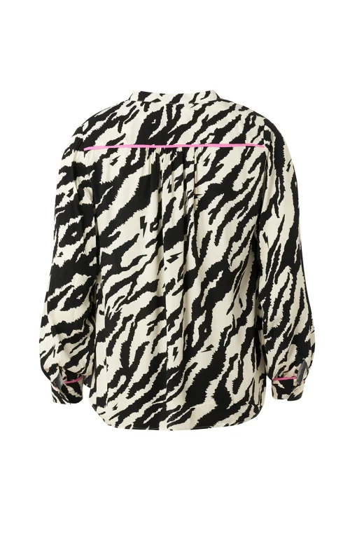 Women Scamp & Dude Ivory with Black Shadow Tiger Collarless Shirt