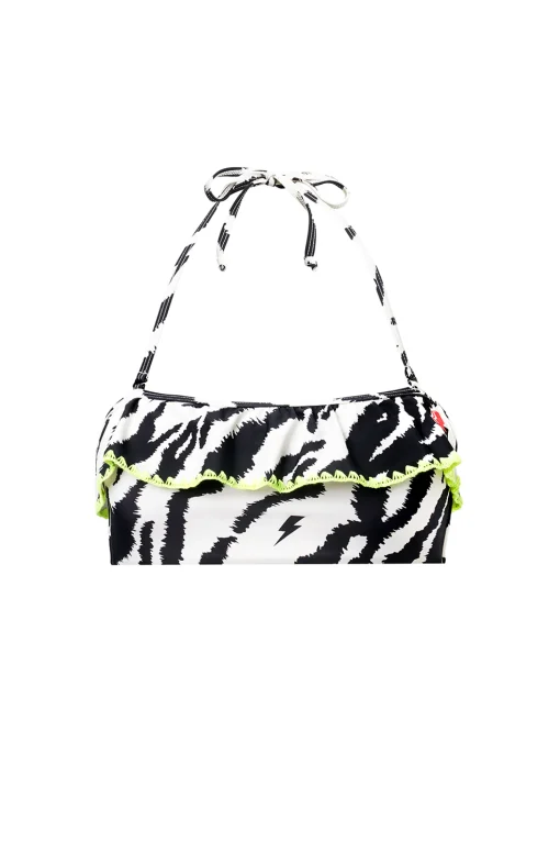 Women Scamp & Dude Ivory with Black Shadow Tiger Bandeau Bikini Top