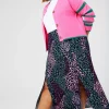 Women Scamp & Dude Khaki and Pink Spliced Leopard Split Front Skirt