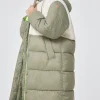 Women Scamp & Dude Khaki Quilted with Borg Longline Puffer Coat
