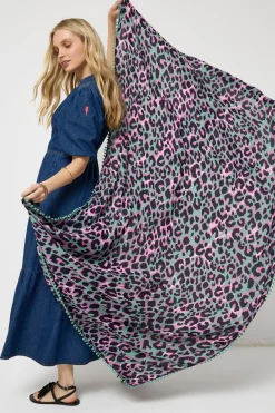 Women Scamp & Dude Khaki with Pink and Black Shadow Leopard Charity Super Scarf