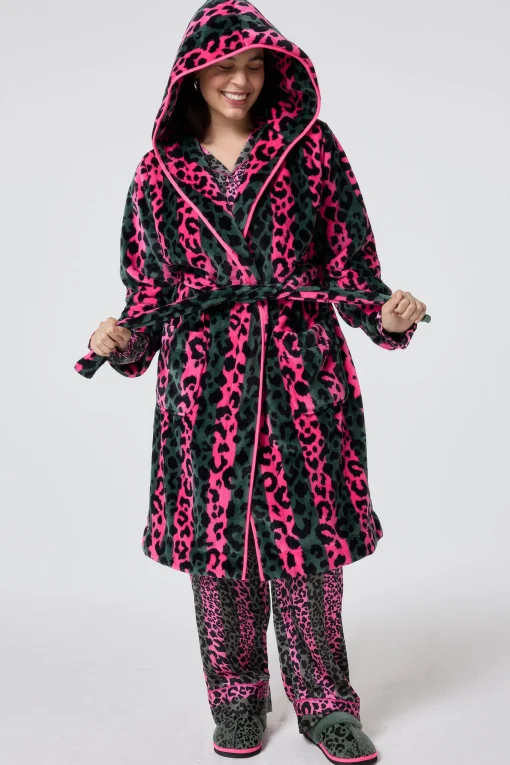 Women Scamp & Dude Khaki with Pink Stripe and Leopard Dressing Gown