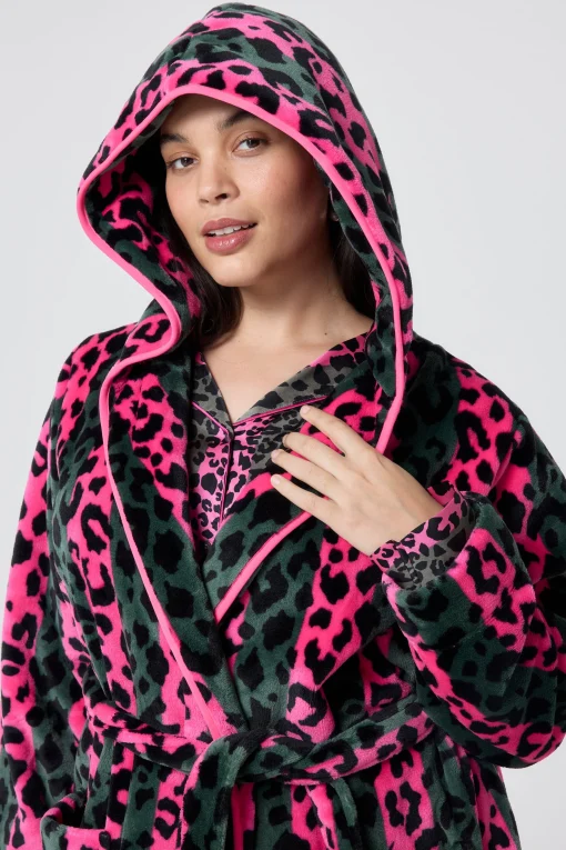 Women Scamp & Dude Khaki with Pink Stripe and Leopard Dressing Gown