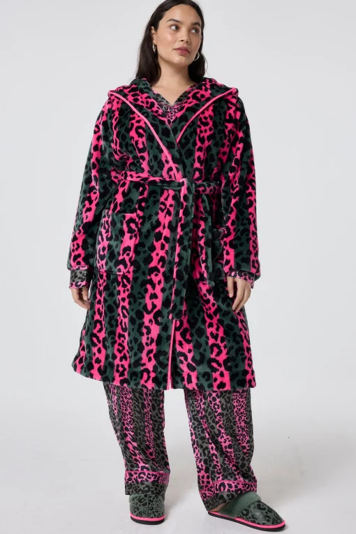 Women Scamp & Dude Khaki with Pink Stripe and Leopard Dressing Gown