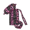Women Scamp & Dude Khaki with Pink Stripe Leopard Scrunchie and Eye Mask Set