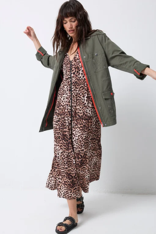 Women Scamp & Dude Khaki with Studded Bolt Utility Jacket