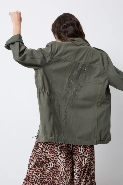 Women Scamp & Dude Khaki with Studded Bolt Utility Jacket