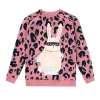 Women Scamp & Dude Kids Coral with Black Leopard Bunny Graphic Classic Sweatshirt