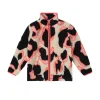 Women Scamp & Dude Kids Cream with Coral and Black Mega Shadow Leopard Button Through Fleece Jacket