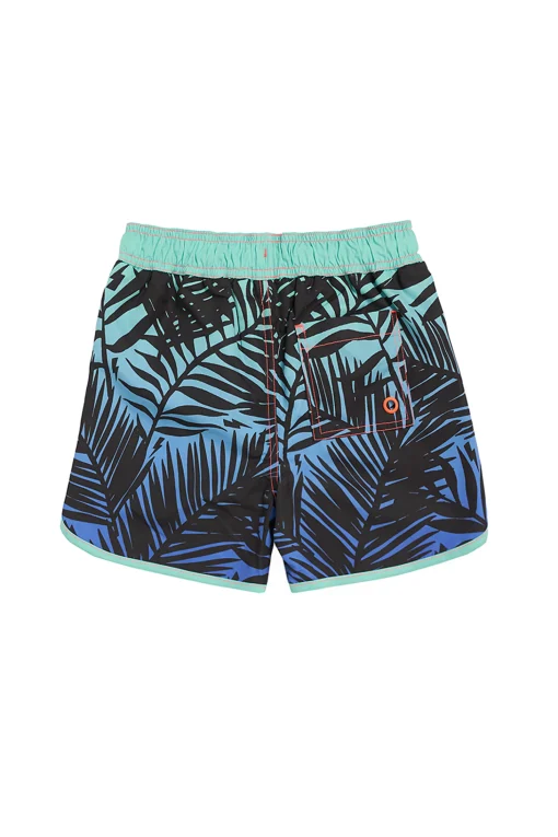Women Scamp & Dude Kids Green with Blue and Black Tropical Swim Shorts
