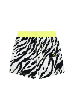 Women Scamp & Dude Kids Ivory with Black Shadow Tiger Swim Shorts