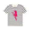 Women Scamp & Dude Kids Ivory with Navy Stripe and Glitch Bolt Classic T-Shirt