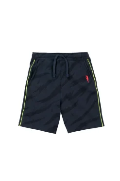Women Scamp & Dude Kids Navy with Black Graphic Tiger Print Longer Length Shorts
