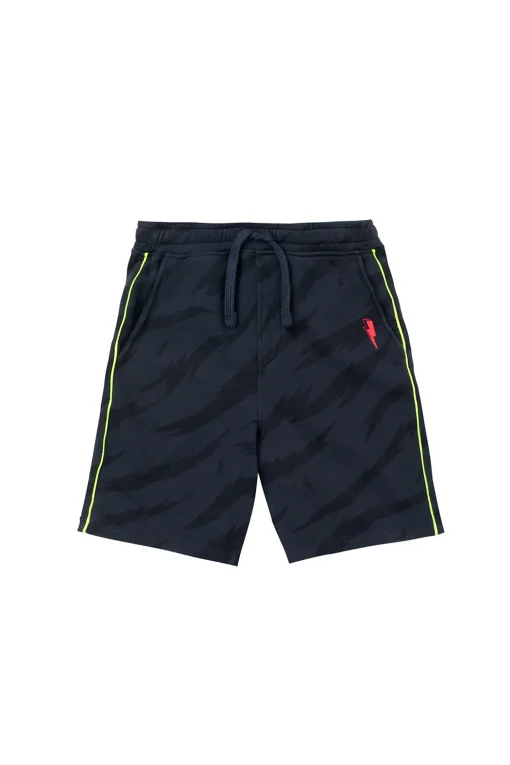 Women Scamp & Dude Kids Navy with Black Graphic Tiger Print Longer Length Shorts