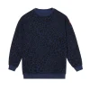 Women Scamp & Dude Kids Navy with Black Rock and Roll Leopard Oversized Sweatshirt