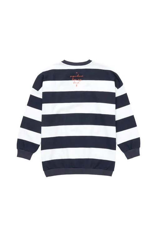 Women Scamp & Dude Kids Navy with White Stripe and Rainbow Bolt Oversized Sweatshirt