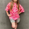 Women Scamp & Dude Kids Pink with Neon Pink Leopard Oversized T-Shirt