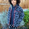Women Scamp & Dude Kids Reversible Quilted Khaki Lightning Bolt and Leopard Borg Coat