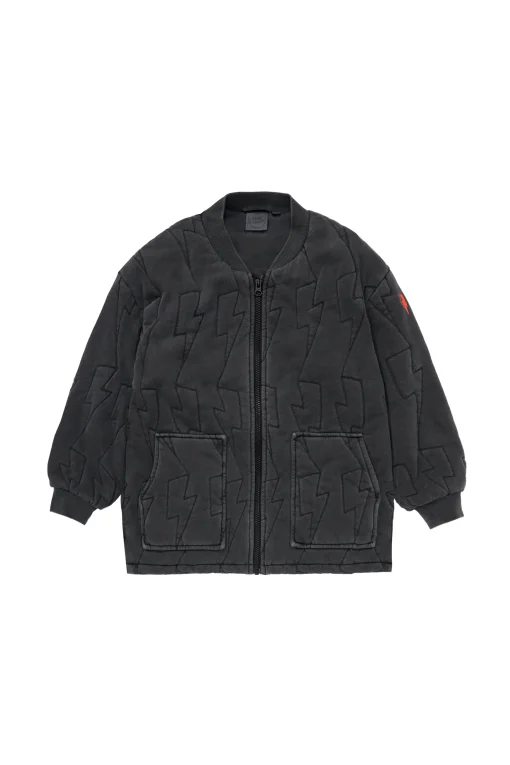Women Scamp & Dude Kids Washed Black Organic Cotton Quilted Lightning Bolt Jacket