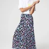 Women Scamp & Dude Light Blue with Rainbow Shadow Leopard Split Front Skirt