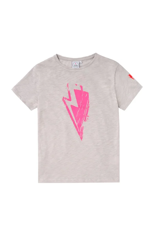 Women Scamp & Dude Light Grey with Neon Pink Bolt T-Shirt