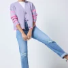 Women Scamp & Dude Lilac and Neon Pink Stripe Cardigan