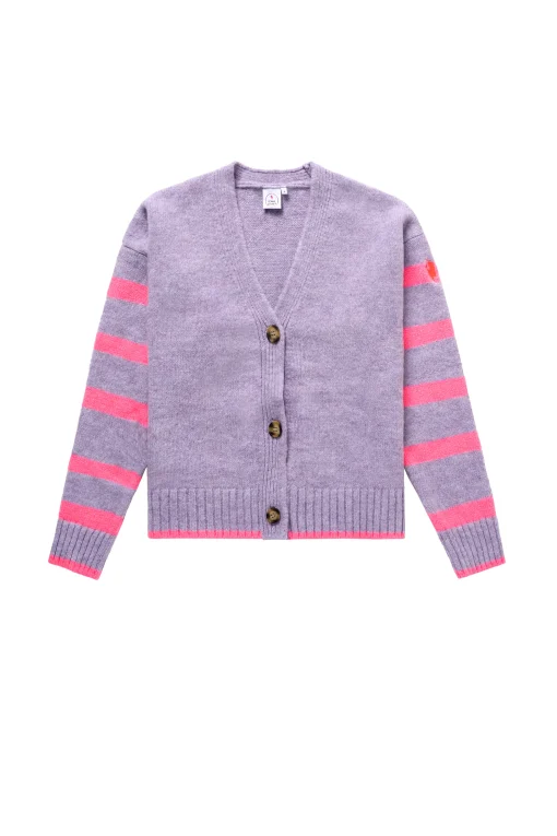 Women Scamp & Dude Lilac and Neon Pink Stripe Cardigan