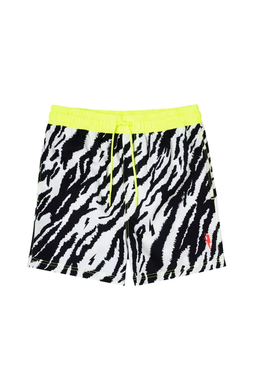 Women Scamp & Dude Men's Ivory with Black Shadow Tiger Swim Shorts